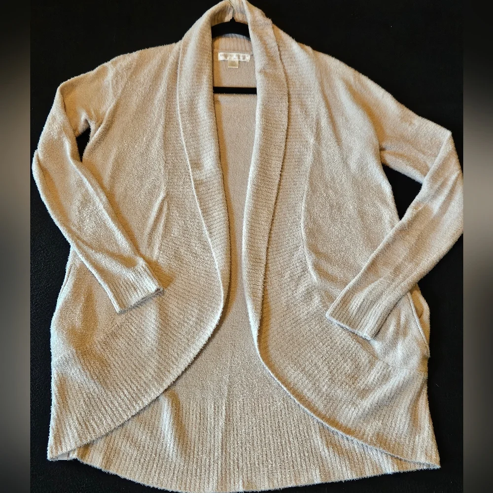 Barefoot Dreams Cozy Chic Lite Round Cardigan in Stone Womens Size XS/S